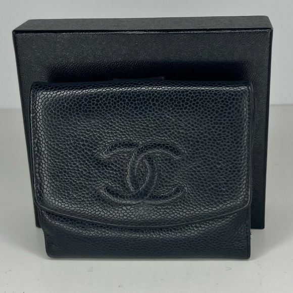 🖤Chanel Black Caviar Lambskin Leather CC Logo Bifold Wallet🖤 - Picture 3 of 14